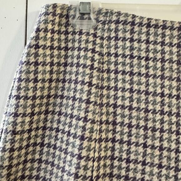 BROOKS BROTHERS Wool Box Pleated Houndstooth Skirt Purple Tweed Preppy Size 8 - Picture 4 of 7
